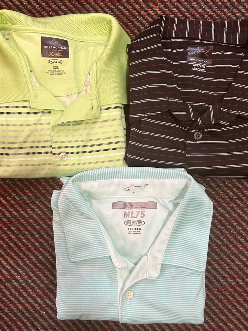 Bundle of 3-  Greg Norman Men's XXL Collection Performance Golf Polos